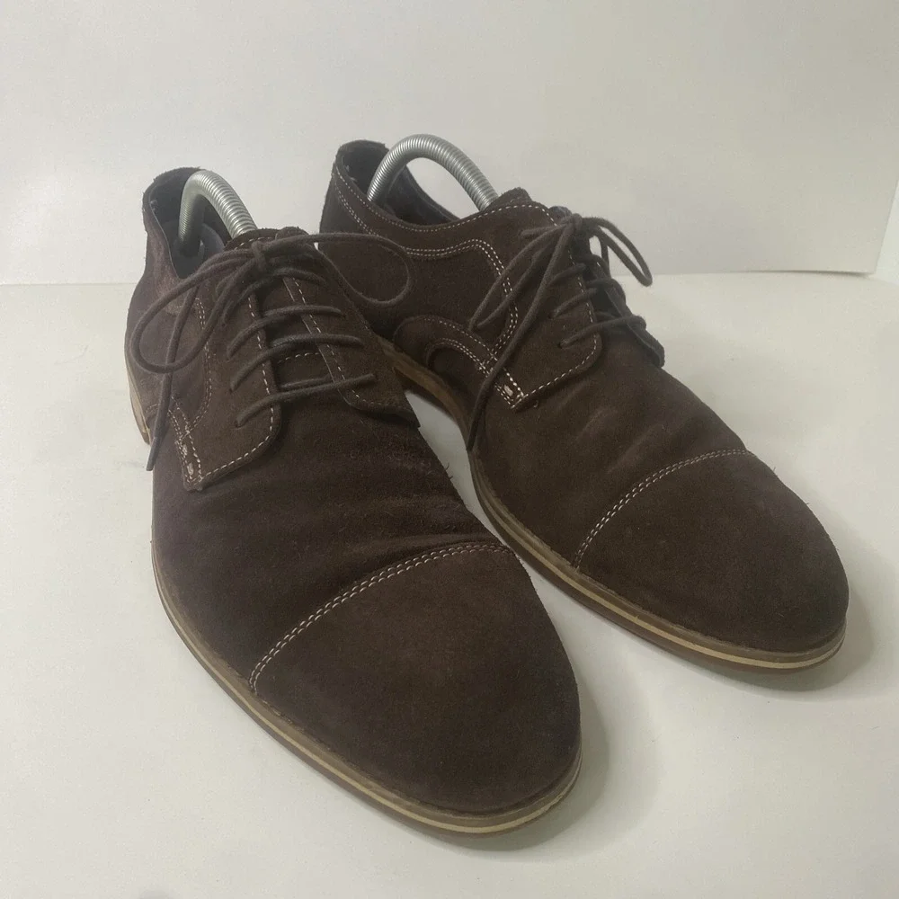 Johnston Murphy‎ Brown Suede Cap Toe Lace Up Oxfords Shoes Men's 11M (59-10727)